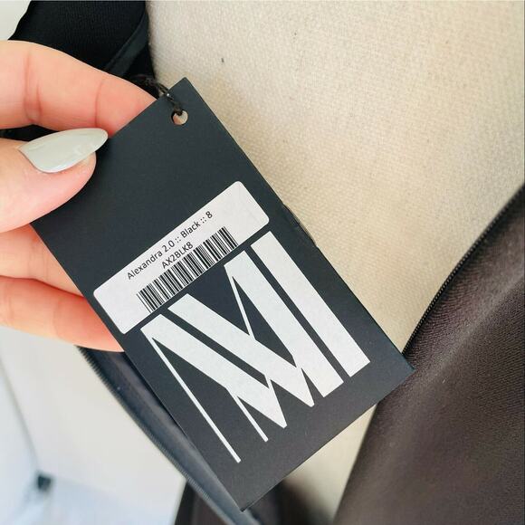 MM Lafleur Alexandra Dress V Neck A Line Black 3/4 Sleeve Stretch Knee Length 8 - Picture 7 of 10